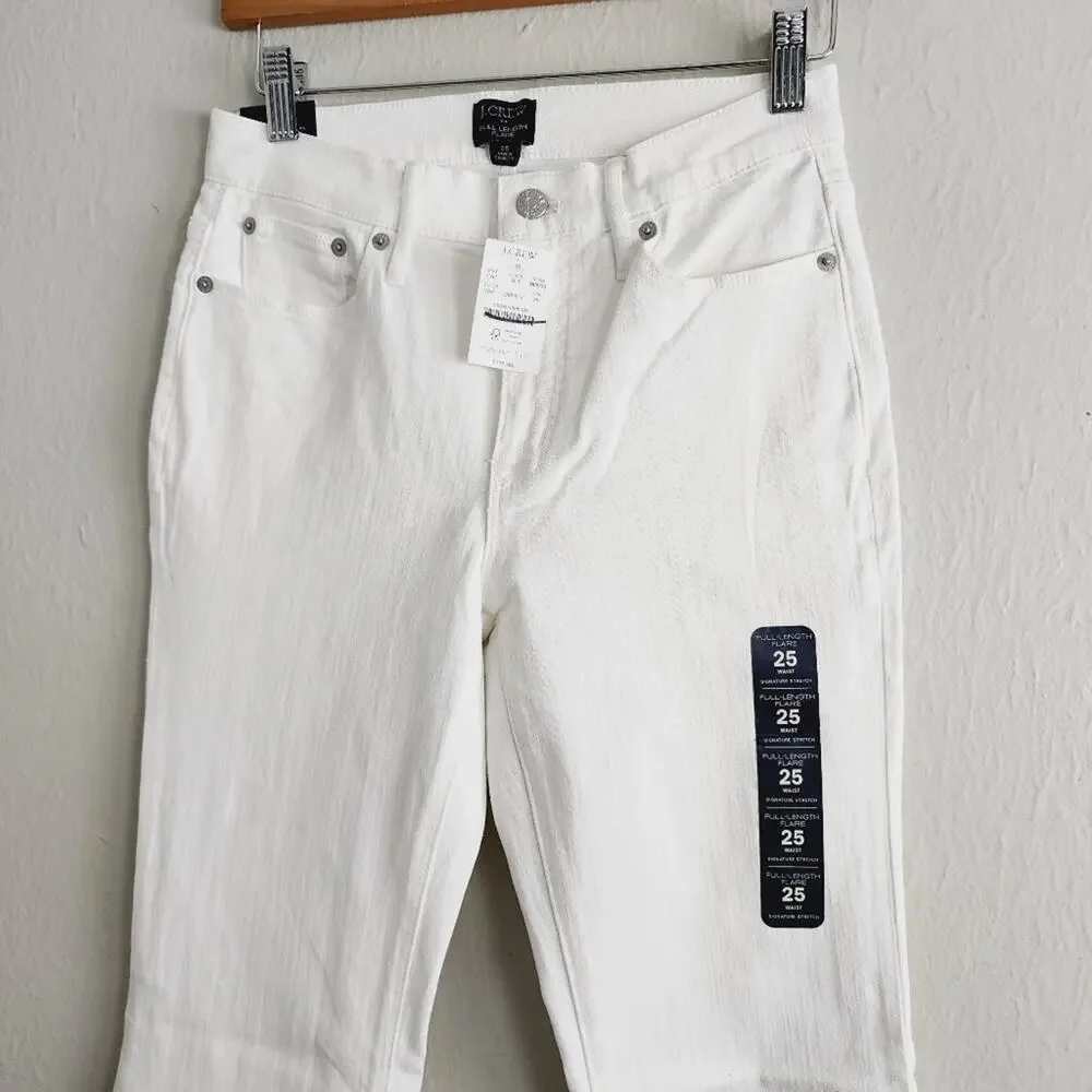 J. Crew Skinny Flare Jean Signature Stretch White Denim Perfecting Pockets 25